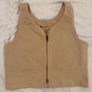 Prairie Wear Hugger Prima Beige Zip-Up compression bra